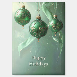Green Christmas Ball Holiday Magnet