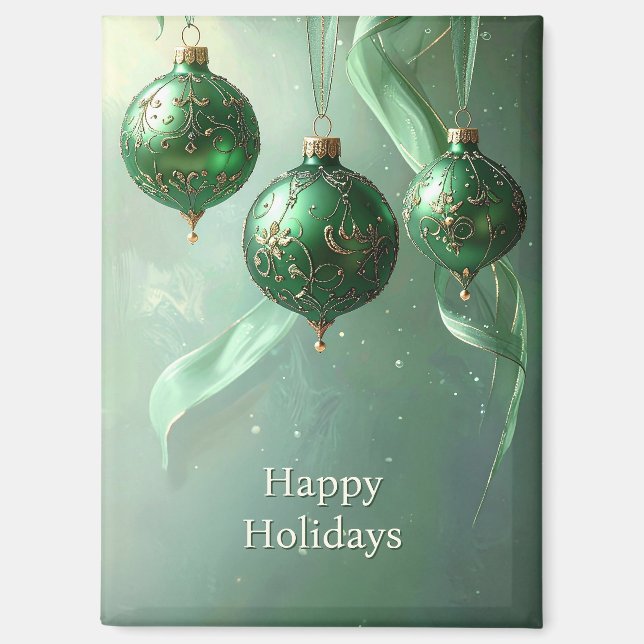 Green Christmas Ball Holiday Magnet (Vorderseite)