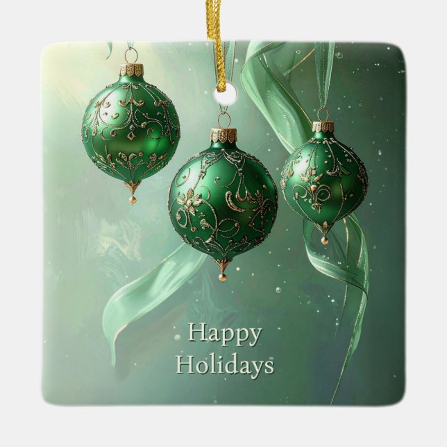 Green Christmas Ball Holiday Ornament (Vorderseite)