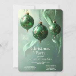 Green Christmas Ball Holiday Party Invitation Einladung