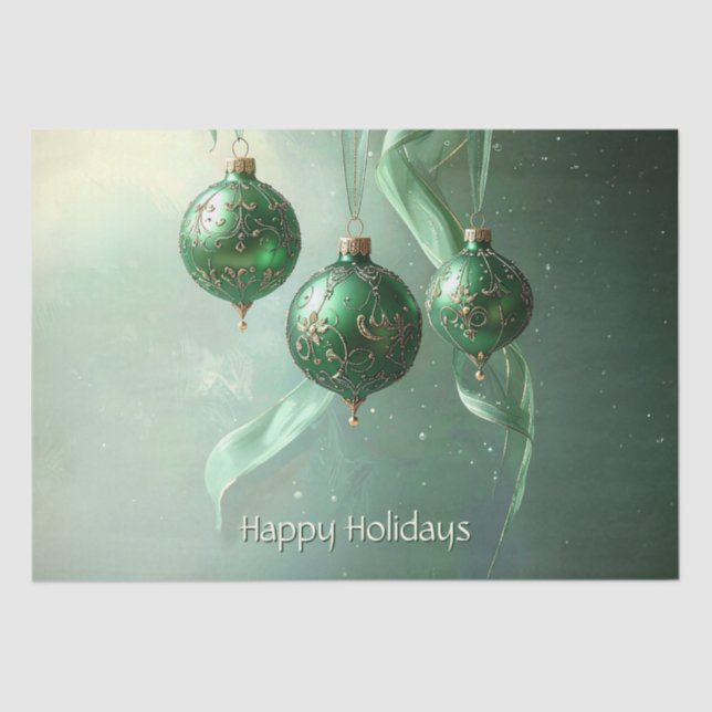 Green Christmas Ball Holiday Seidenpapier (Vorderseite)