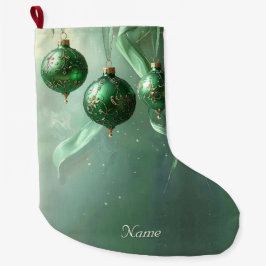 Green Christmas Ball Holiday Stocking Großer Weihnachtsstrumpf