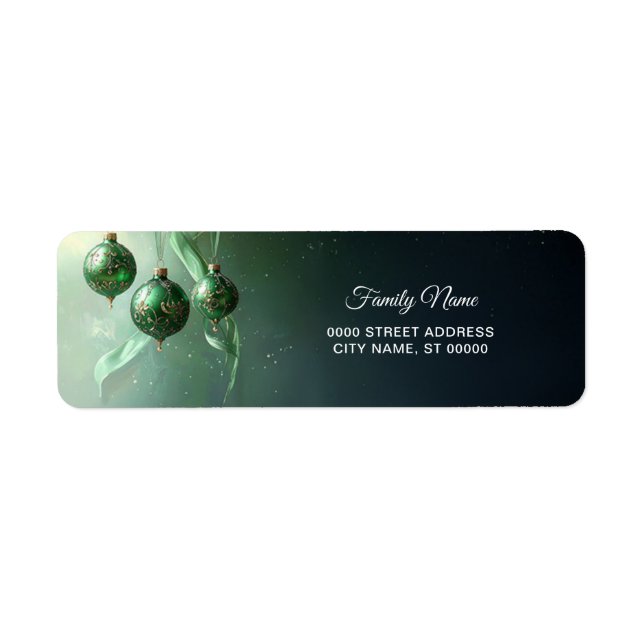 Green Christmas Ball Return Address Label (Vorne)