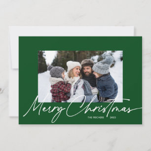 Green Christmas Calligraphy Script Simple 3 Foto Feiertagskarte