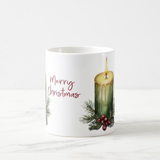 Green Christmas Candle Pine Berry Coffee Mug  Kaffeetasse (Mittel)
