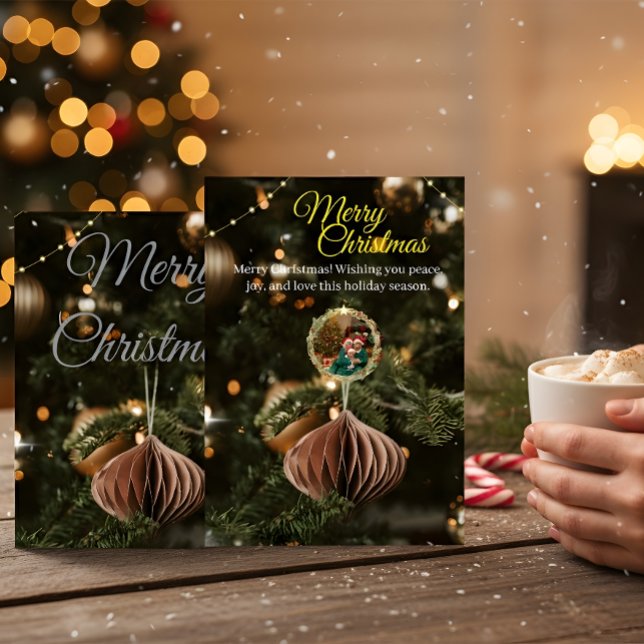 Green Christmas Card with Family Photo Einladung (Von Creator hochgeladen)