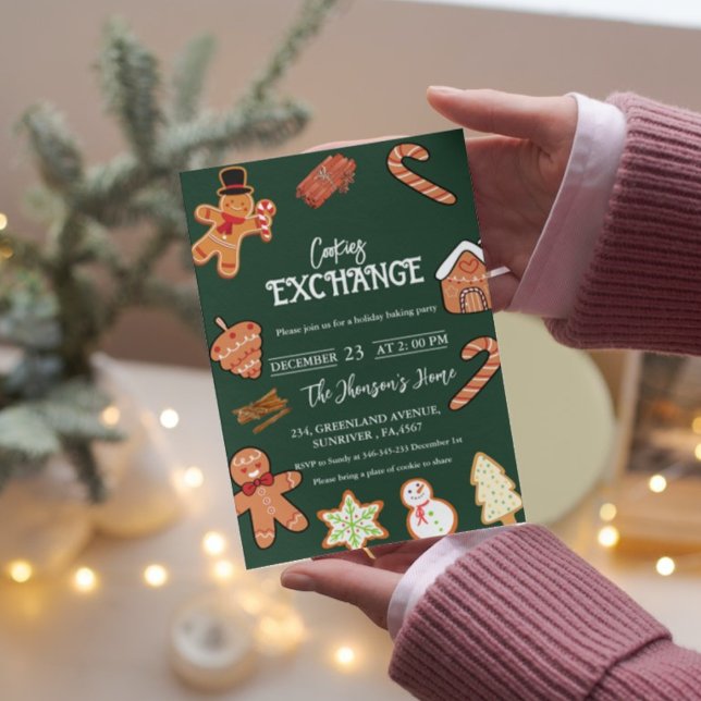 Green Christmas Cookies tauschen Party Einladung a (Von Creator hochgeladen)