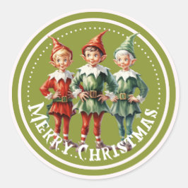 Green Christmas Elves Sticker