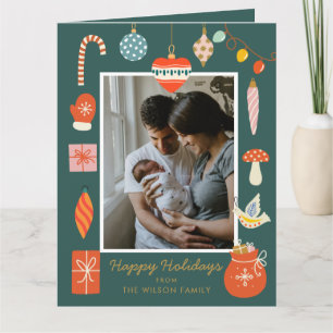 Green Christmas Foto Card Moderner Urlaub Karte