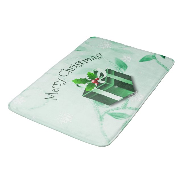 Green Christmas Geschenk Bath Mat Badematte (Schrägansicht)