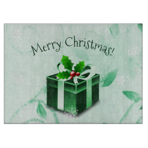 Green Christmas Gift Cutting Board Schneidebrett