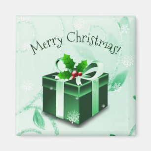 Green Christmas Gift Magnet