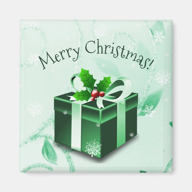 Green Christmas Gift Magnet (Vorne)