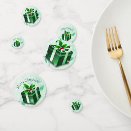 Green Christmas Gift Table Confetti Konfetti