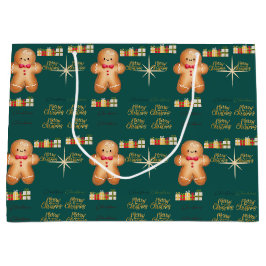 Green Christmas happy day and Christmas stocking Große Geschenktüte