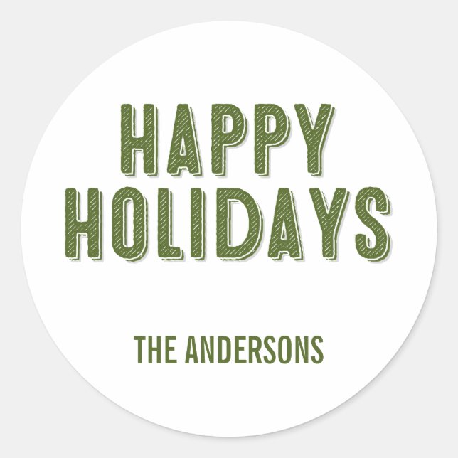 Green Christmas Happy Holidays Sticker (Vorderseite)