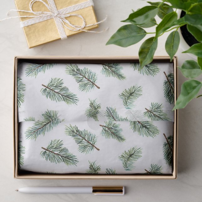 Green Christmas Pine Tree  Seidenpapier (Geschenk)