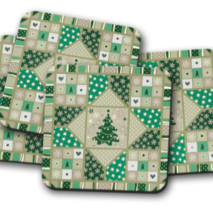 Green Christmas Quilt   Christmas Cork Untersetzer