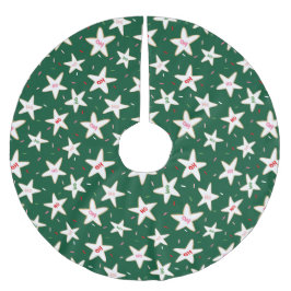 Green Christmas Star Cookie Tree Skirt Polyester Weihnachtsbaumdecke