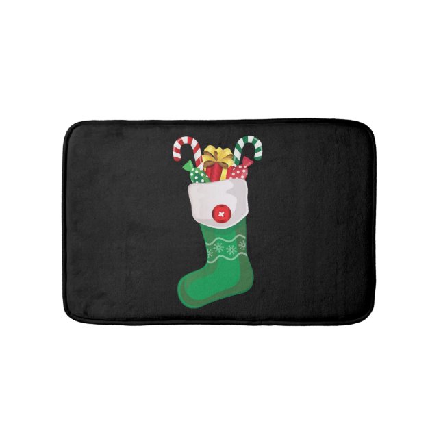 Green Christmas Stocking Badematte (Vorderseite)