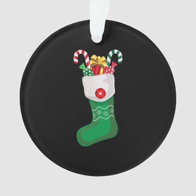 Green Christmas Stocking Ornament (Vorderseite)