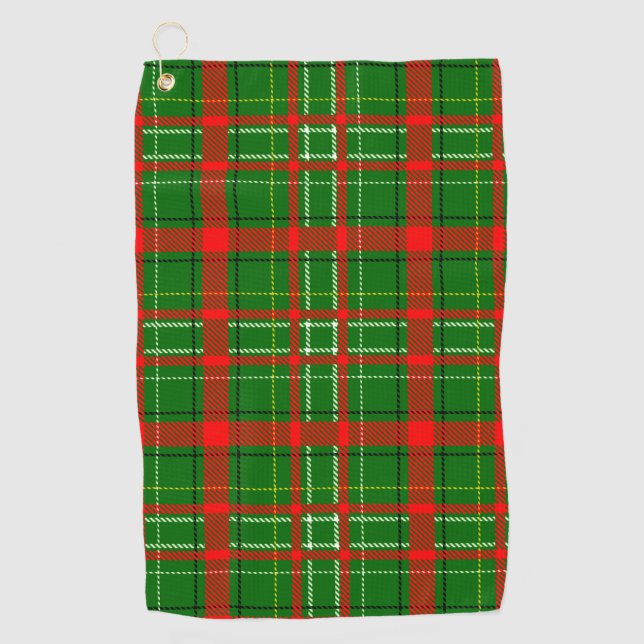 Green Christmas Tartan Kariertes Muster Design Golfhandtuch (Vorderseite)