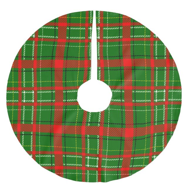 Green Christmas Tartan Plaid Pattern Design  Polyester Weihnachtsbaumdecke (Vorderseite)