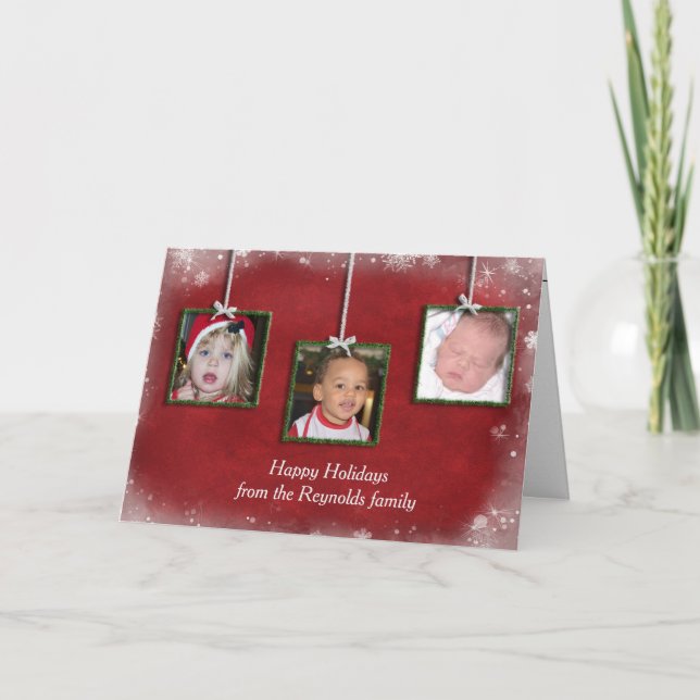 Green Christmas Tinsel Foto Frames Karte (Vorderseite)