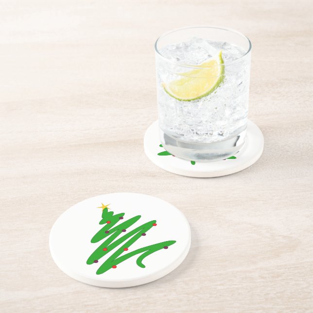 Green Christmas Tree Doodle Getränkeuntersetzer (Seite)