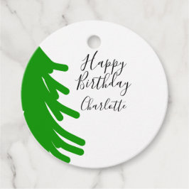 Green Christmas tree happy birthday December winte Geschenkanhänger