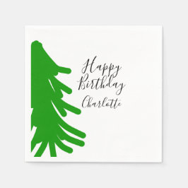 Green Christmas tree happy birthday December winte Serviette