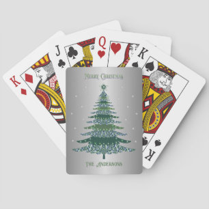 Green Christmas Tree Name Custom Silver Foil Spielkarten