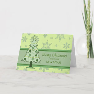 Green Christmas Tree New Address Christmas Card Feiertagskarte