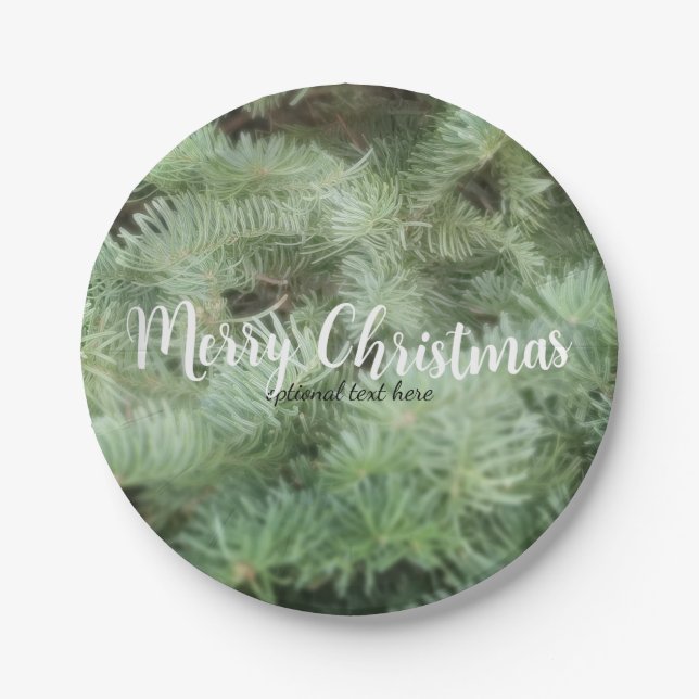 Green Christmas Tree Pine Holiday Custom Party Pappteller (Vorderseite)