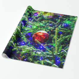 Green Christmas Tree Red Ball Geschenkpapier