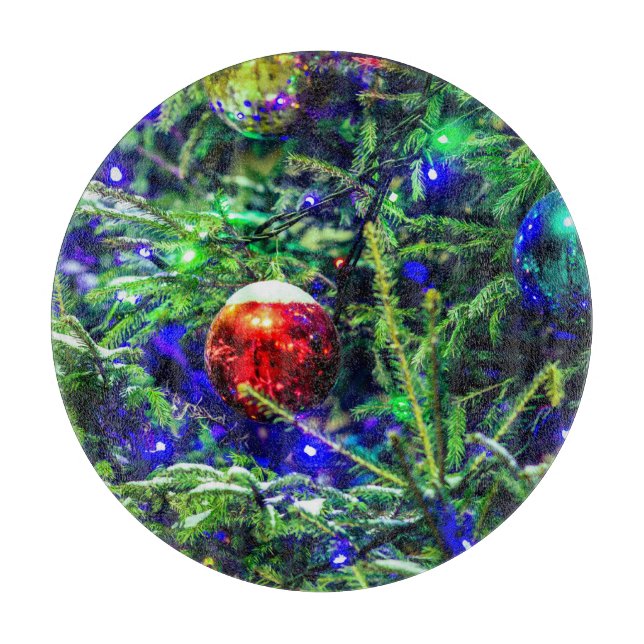 Green Christmas Tree Red Ball Schneidebrett (Vorderseite)