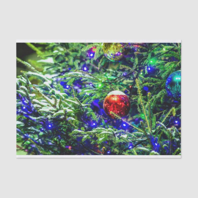 Green Christmas Tree Red Ball Seidenpapier (Vorderseite)
