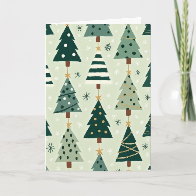 Green Christmas Trees Card Karte (Vorderseite)