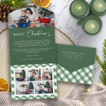 Green Christmas Trifold All In One Einladung<br><div class="desc">Genießen Sie Ihren Urlaub mit unserer exquisiten Green und White Buffalo Kariert Holiday Card Collection. Diese dreiseitigen Sende- und Siegel-Foto-Collage-Karten mit Platz für 7 Fotos mit atemberaubender, grün-weißer Büffel-karierter Gestaltung strahlen zeitlose Eleganz und festlichen Charme aus. Diese Karten sind für Bequemlichkeit und Schönheit konzipiert und erfassen das Wesen der Saison....</div>