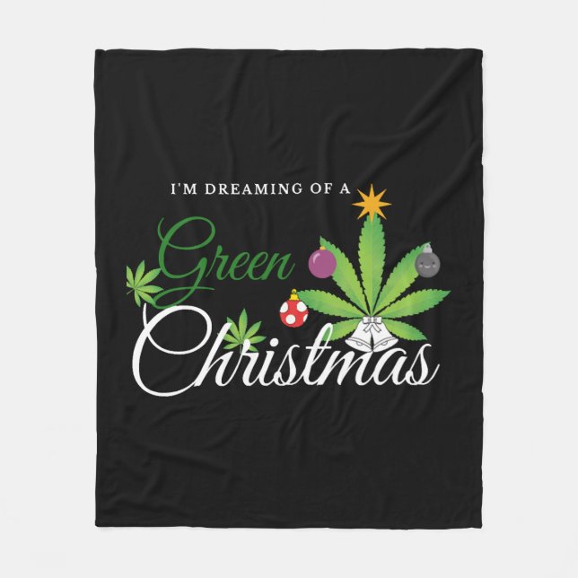 Green Christmas Weed Shirt Fleecedecke (Vorderseite)