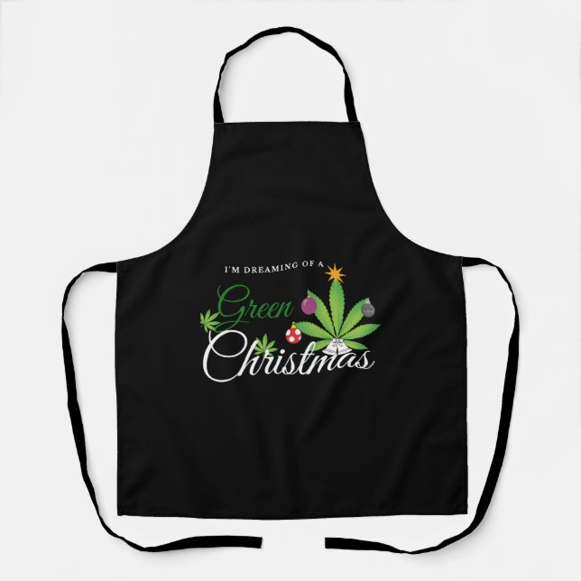 Green Christmas Weed Shirt Schürze (Vorderseite)