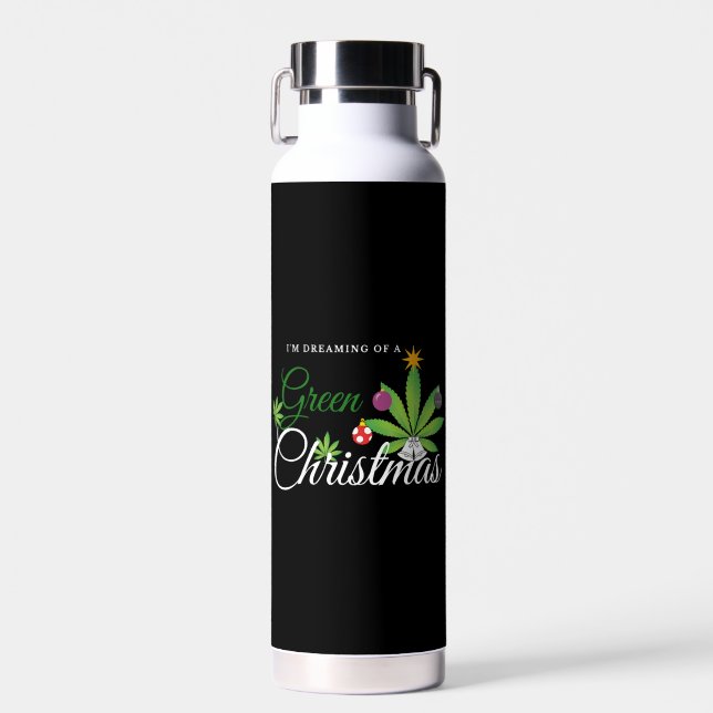 Green Christmas Weed Shirt Trinkflasche (Vorne)