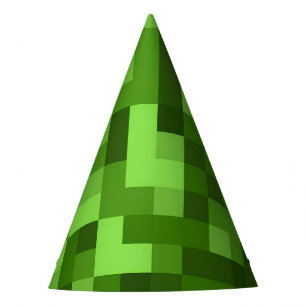 Green Chunky Pixel Party Hat Partyhütchen