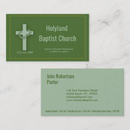 Green Church Cross Thorn Crown Business Cards Visitenkarte