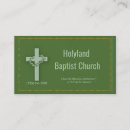 Green Church Cross Thorn Crown Business Cards Visitenkarte
