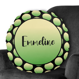 Green Circle Black Script Typografy Round Pillow Rundes Kissen