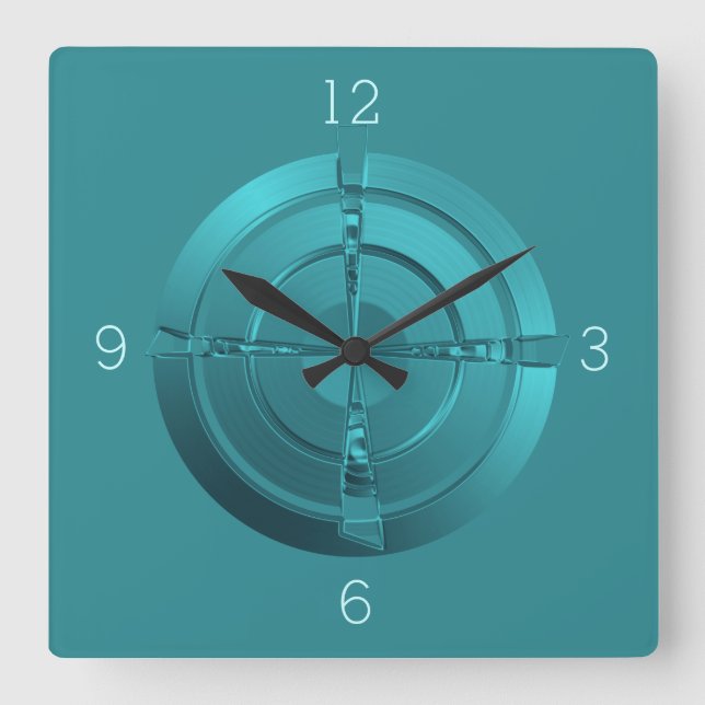Green Circle Design mit Atmosphäre >Wall Clock Quadratische Wanduhr (Vorderseite)