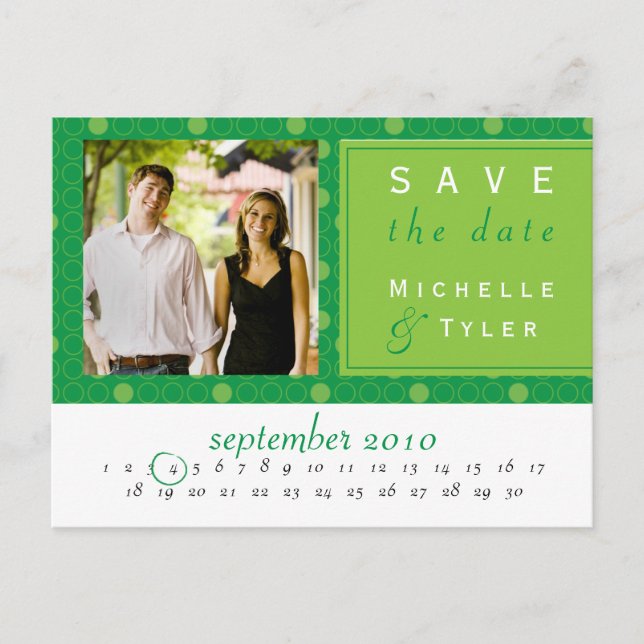 Green Circle Save the Date Card Ankündigungspostkarte (Vorderseite)