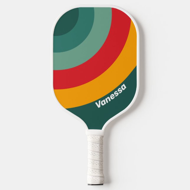 Green Circle Streifen mit Namen Pickleball Schläger (Vorderseite)