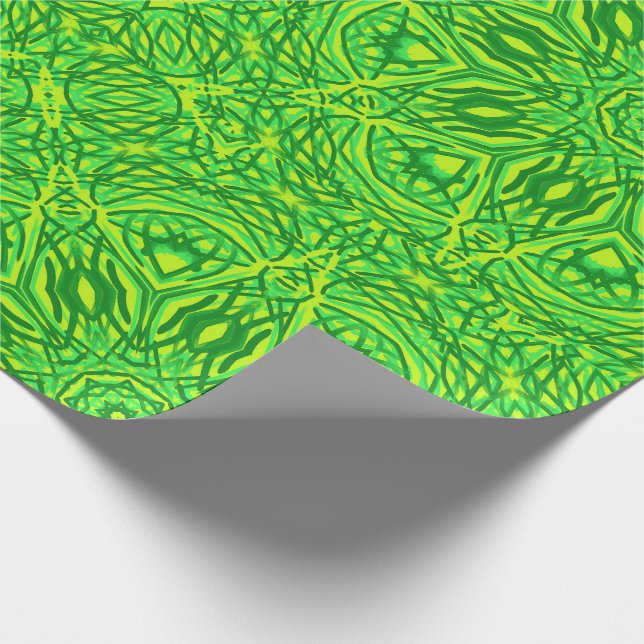 Green Circles Stars Muster Wrapping Paper Geschenkpapier (Ecke)